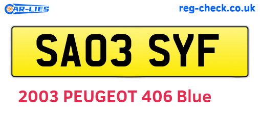 SA03SYF are the vehicle registration plates.