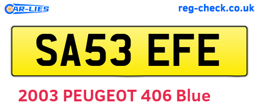 SA53EFE are the vehicle registration plates.