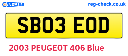 SB03EOD are the vehicle registration plates.