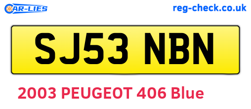 SJ53NBN are the vehicle registration plates.