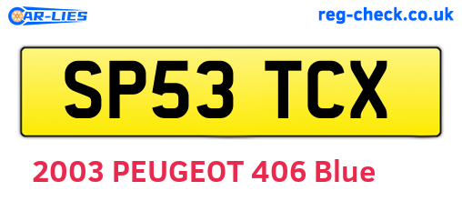 SP53TCX are the vehicle registration plates.