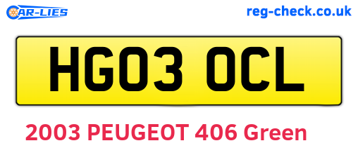 HG03OCL are the vehicle registration plates.