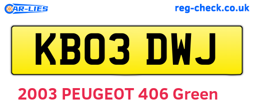 KB03DWJ are the vehicle registration plates.