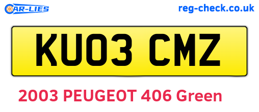 KU03CMZ are the vehicle registration plates.