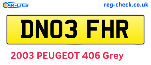 DN03FHR are the vehicle registration plates.