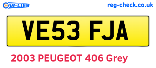 VE53FJA are the vehicle registration plates.