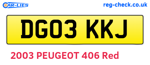 DG03KKJ are the vehicle registration plates.
