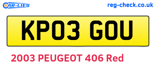 KP03GOU are the vehicle registration plates.