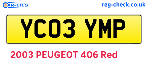 YC03YMP are the vehicle registration plates.