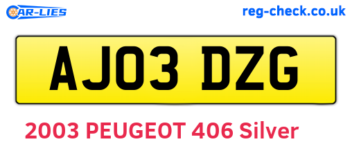 AJ03DZG are the vehicle registration plates.