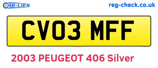 CV03MFF are the vehicle registration plates.