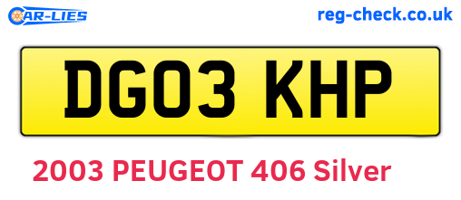 DG03KHP are the vehicle registration plates.