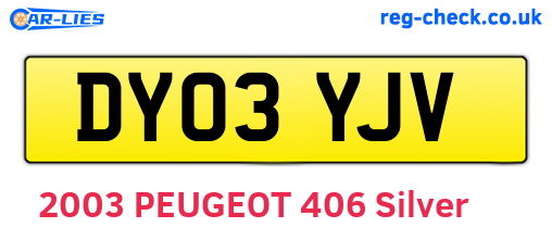 DY03YJV are the vehicle registration plates.