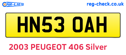 HN53OAH are the vehicle registration plates.