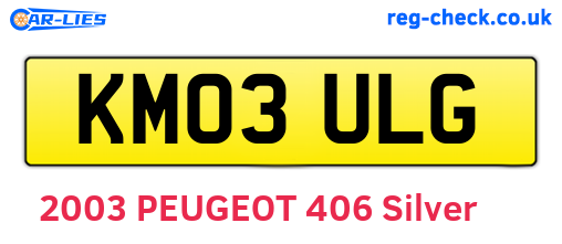 KM03ULG are the vehicle registration plates.