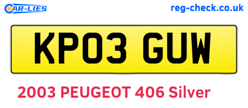 KP03GUW are the vehicle registration plates.