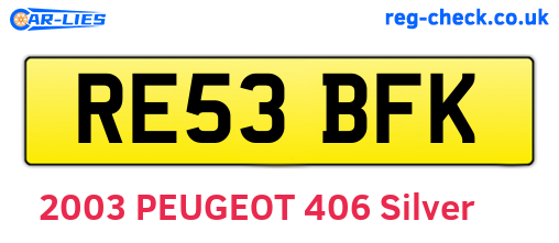RE53BFK are the vehicle registration plates.