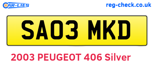 SA03MKD are the vehicle registration plates.