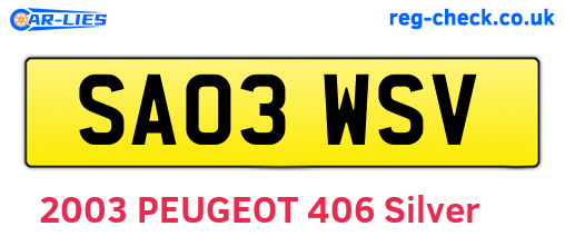 SA03WSV are the vehicle registration plates.