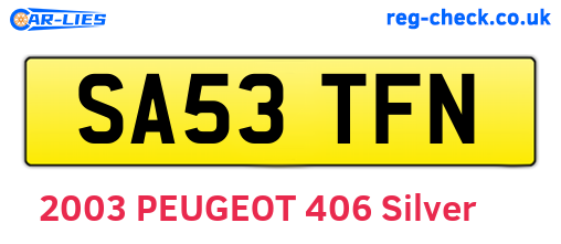 SA53TFN are the vehicle registration plates.