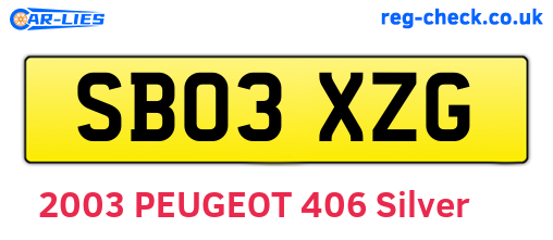 SB03XZG are the vehicle registration plates.