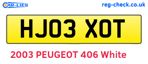HJ03XOT are the vehicle registration plates.