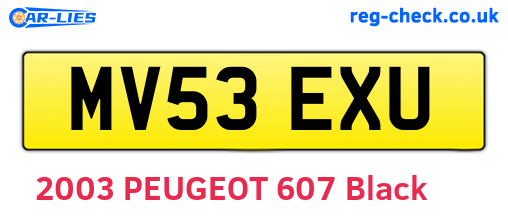 MV53EXU are the vehicle registration plates.
