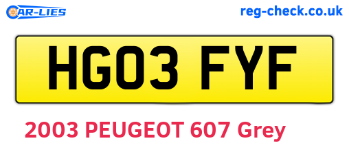 HG03FYF are the vehicle registration plates.