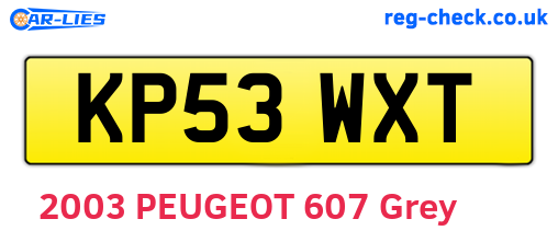 KP53WXT are the vehicle registration plates.