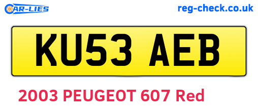 KU53AEB are the vehicle registration plates.