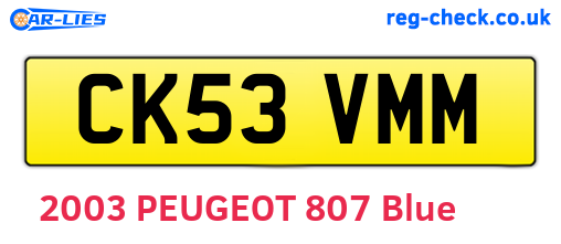 CK53VMM are the vehicle registration plates.