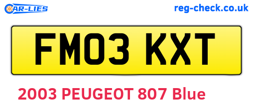 FM03KXT are the vehicle registration plates.