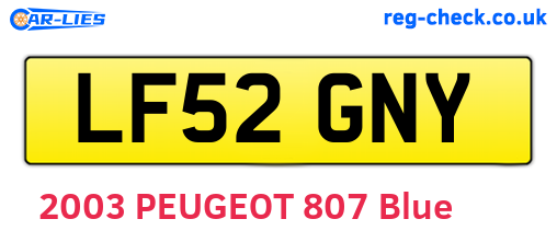 LF52GNY are the vehicle registration plates.