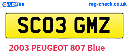 SC03GMZ are the vehicle registration plates.