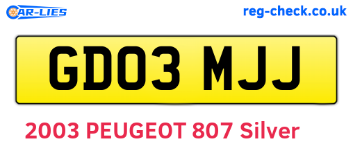 GD03MJJ are the vehicle registration plates.