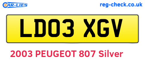 LD03XGV are the vehicle registration plates.