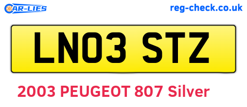 LN03STZ are the vehicle registration plates.