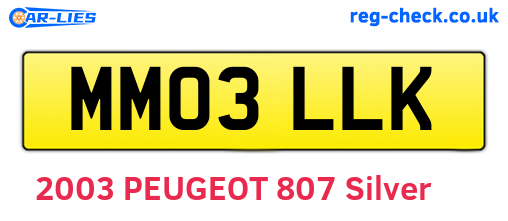 MM03LLK are the vehicle registration plates.