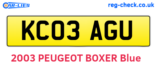 KC03AGU are the vehicle registration plates.