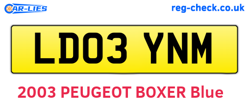 LD03YNM are the vehicle registration plates.