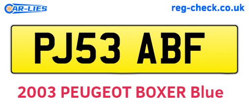 PJ53ABF are the vehicle registration plates.