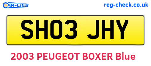 SH03JHY are the vehicle registration plates.