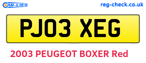 PJ03XEG are the vehicle registration plates.