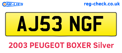 AJ53NGF are the vehicle registration plates.
