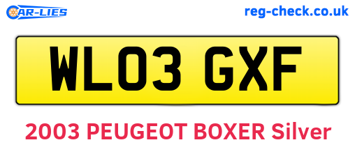 WL03GXF are the vehicle registration plates.