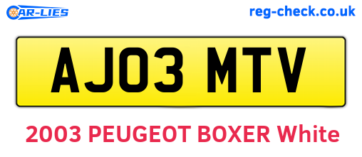 AJ03MTV are the vehicle registration plates.