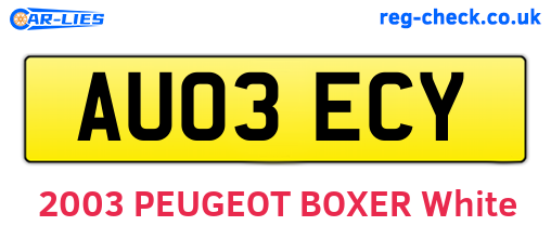 AU03ECY are the vehicle registration plates.
