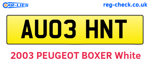 AU03HNT are the vehicle registration plates.