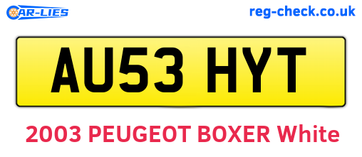 AU53HYT are the vehicle registration plates.