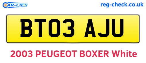 BT03AJU are the vehicle registration plates.